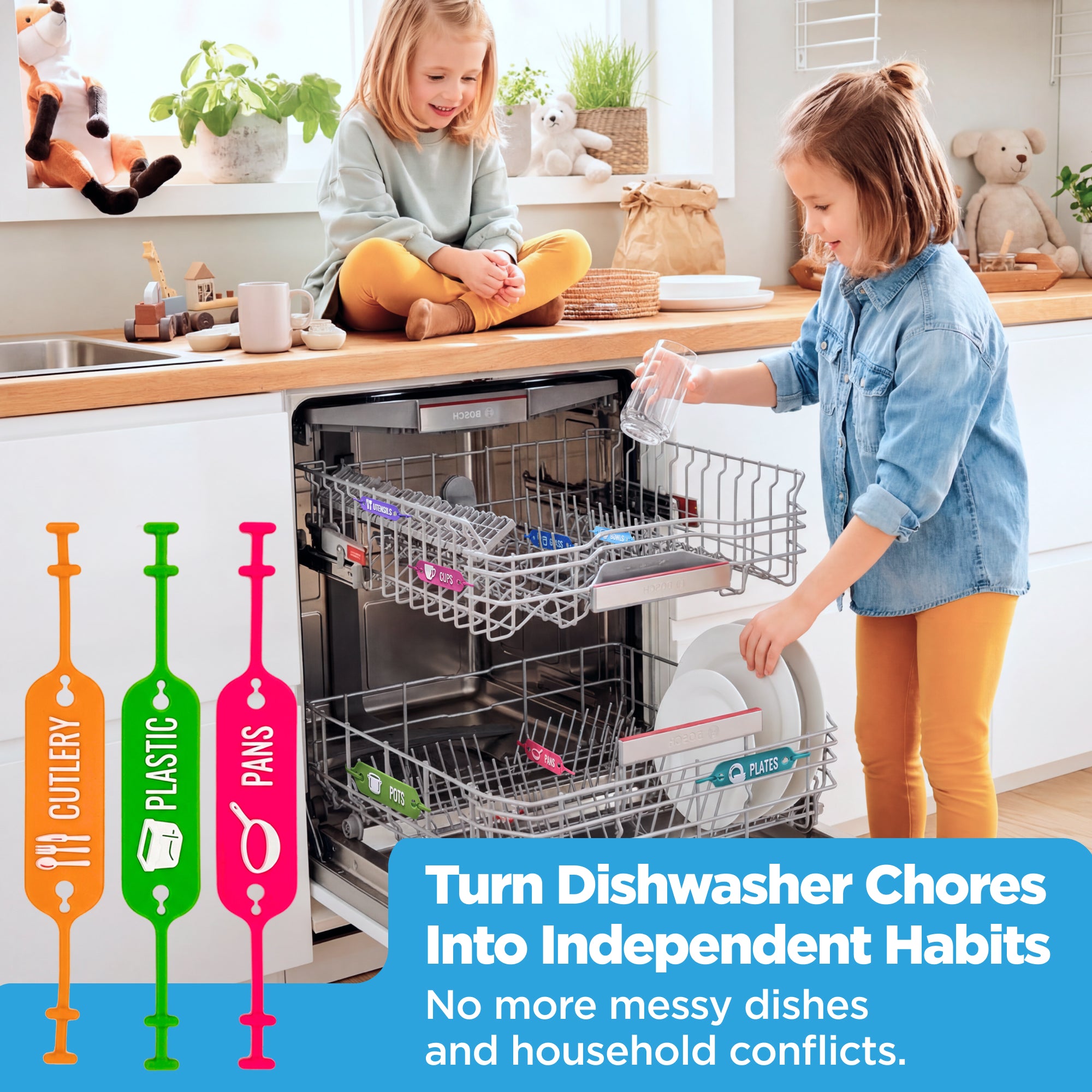 Dishwasher Loading Guide Signs for Kids Chores & Families