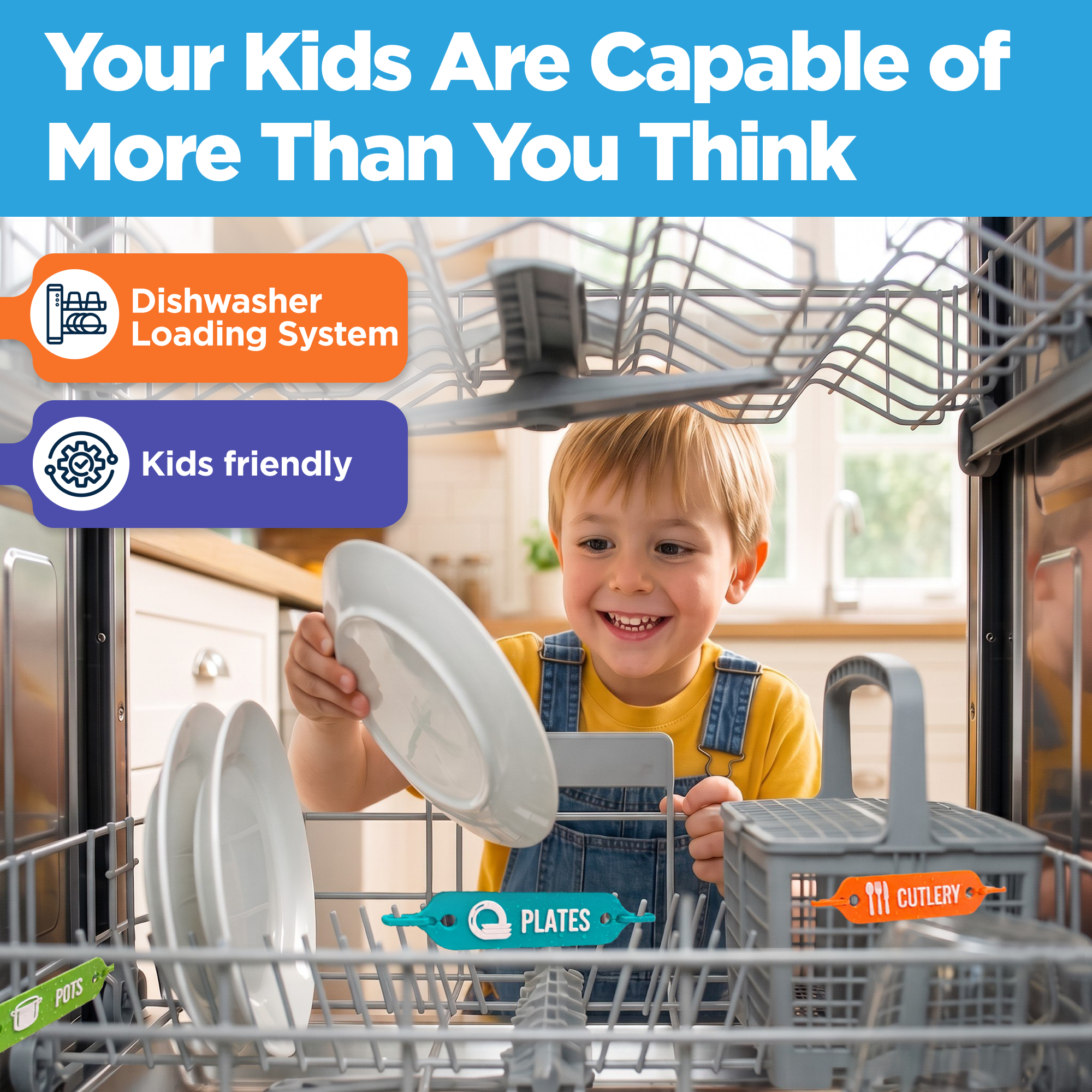 Dishwasher Loading Guide Signs for Kids Chores & Families