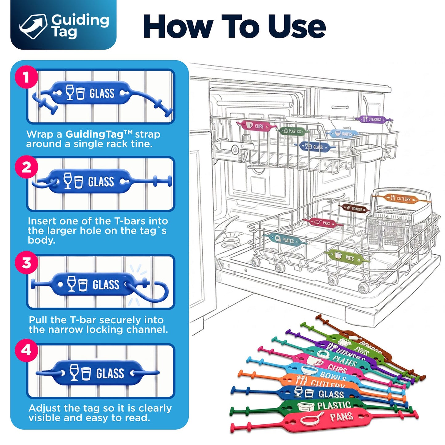 Dishwasher Loading Guide Signs for Kid Chores & Families